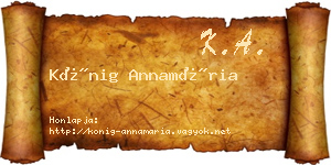 Kőnig Annamária névjegykártya